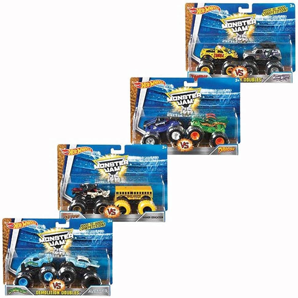 Hot Wheels Monster Trucks 1:64 Demo Doubles 2-Pack - Head-to-Head Battle Vehicles for Kids