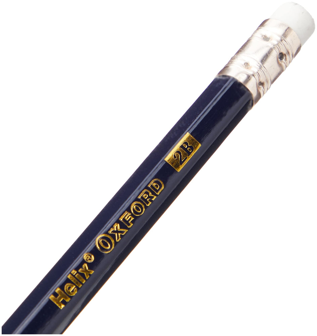 Helix - Oxford 2B Grade Graphite Pencils with Eraser Tip (Pack of 12)
