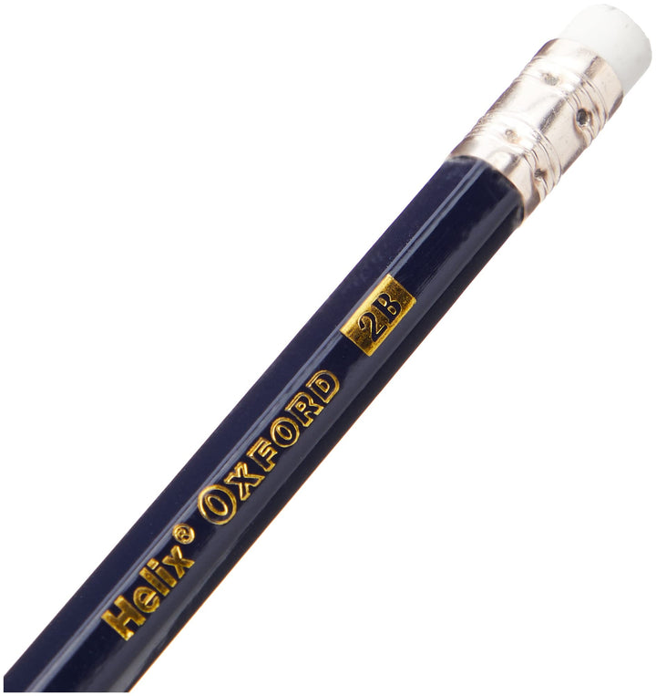 Helix - Oxford 2B Grade Graphite Pencils with Eraser Tip (Pack of 12)