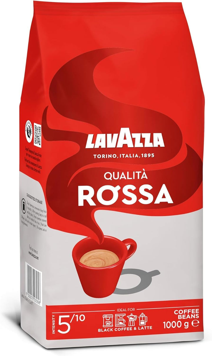 Lavazza Qualità Rossa Coffee Beans - Medium Roast with Chocolate & Dried Fruit Notes (1kg)