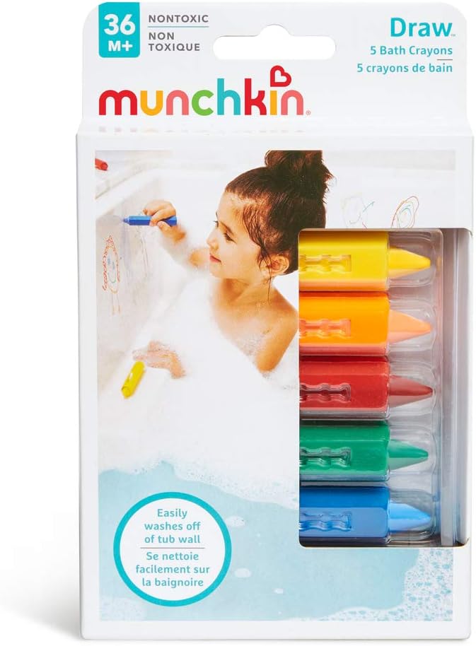 Munchkin Bath Time Toy Crayons - 5-Pack for Creative Bathtime Play