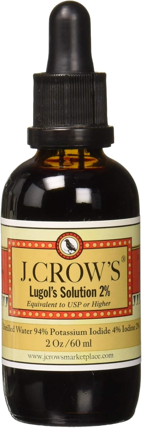 J.Crow's Lugol's Solution of Iodine, 2 Ounce - Premium Iodine Supplement for Health & Water Purification