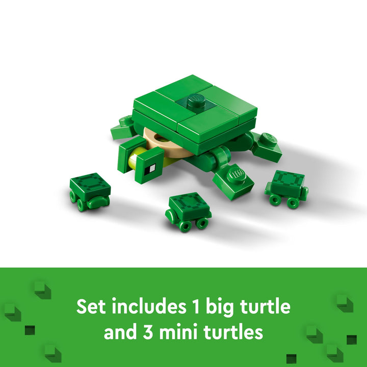 LEGO Minecraft The Turtle Beach House - Building Set with Turtle Warrior, Drowned & Turtles for Kids 8+