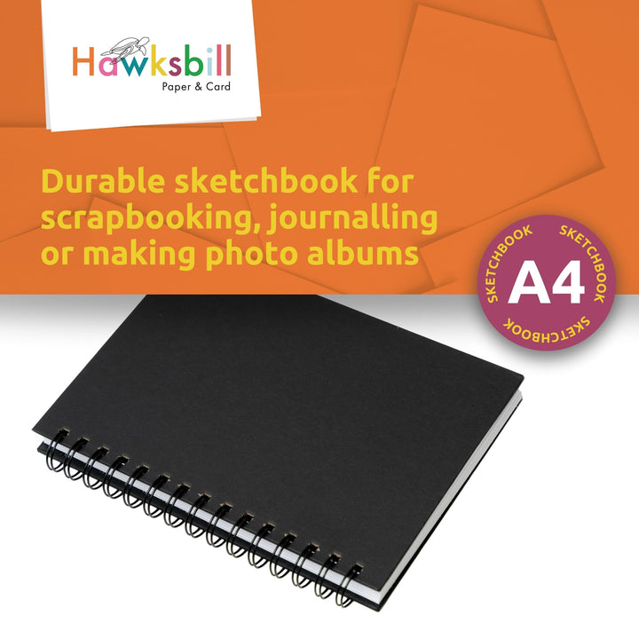 Hawksbill A3 Black Sketchbook Hardcover Spiral 40 Sheets 150GSM Acid-Free Paper