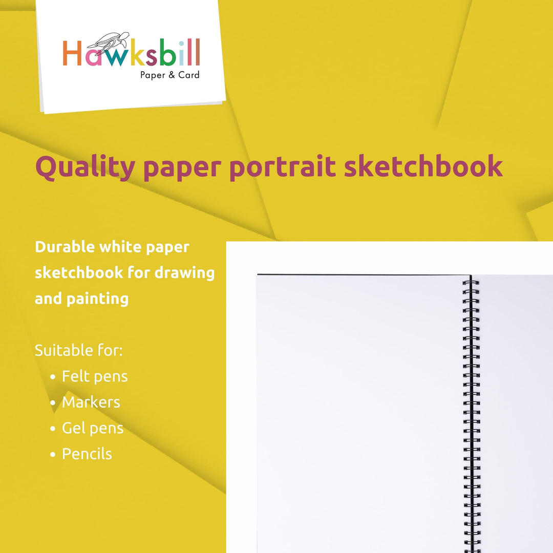 Hawksbill A3 Black Sketchbook Hardcover Spiral 40 Sheets 150GSM Acid-Free Paper