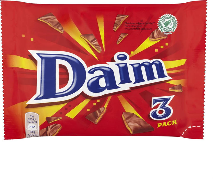 Daim - Milk Chocolate with Crunchy Almond Caramel Bars 84g (Pack of 24 Multipacks)
