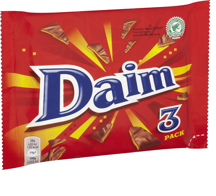 Daim - Milk Chocolate with Crunchy Almond Caramel Bars 84g (Pack of 24 Multipacks)