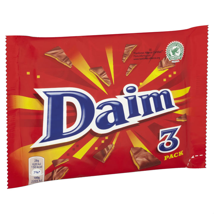 Daim - Milk Chocolate with Crunchy Almond Caramel Bars 84g (Pack of 24 Multipacks)