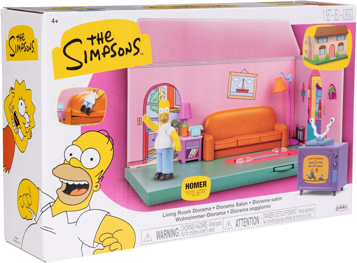 JAKKS Pacific The Simpsons Living Room Diorama Playset - Homer Simpson Collectible Playset (2.5" Scale)