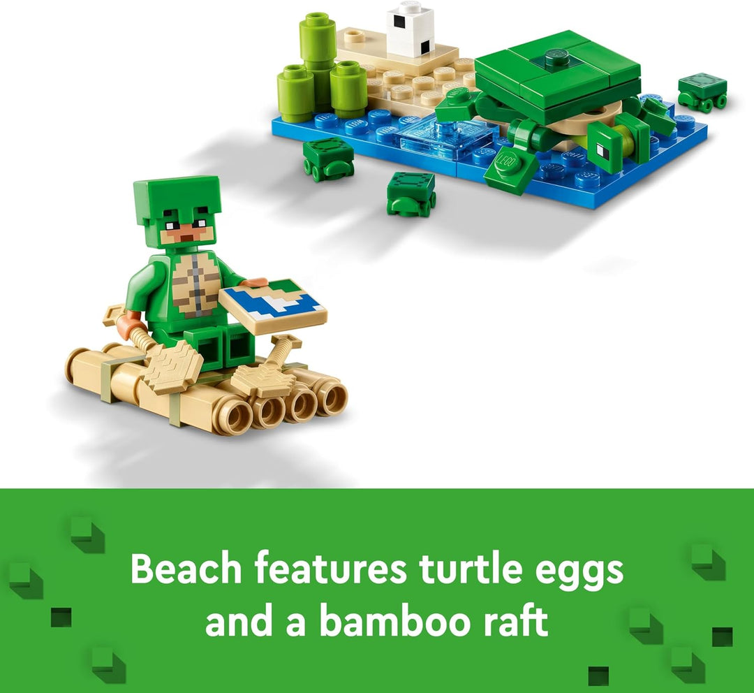 LEGO Minecraft The Turtle Beach House - Building Set with Turtle Warrior, Drowned & Turtles for Kids 8+