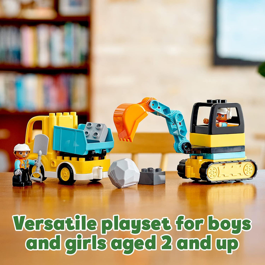 LEGO DUPLO Town Truck & Tracked Excavator Construction Playset for Toddlers 2+
