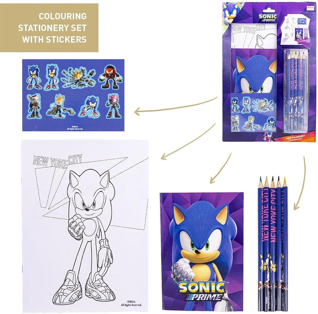 CERDÁ LIFE'S LITTLE MOMENTS Sonic The Hedgehog Kids' Stationery Pack with Colouring Sheets and Pencils (2700000773)