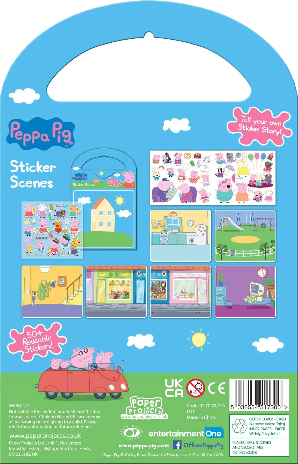 Peppa Pig Sticker Scene Activity Set - Reusable Foil Stickers with 6 Scenes