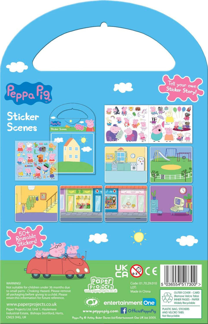 Peppa Pig Sticker Scene Activity Set - Reusable Foil Stickers with 6 Scenes