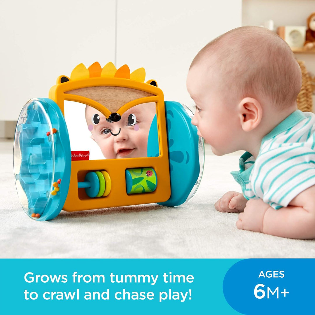 Fisher-Price Play & Crawl Hedgehog Mirror - Tummy Time, Crawling, and Sensory Toy for Babies 3 Months & Up