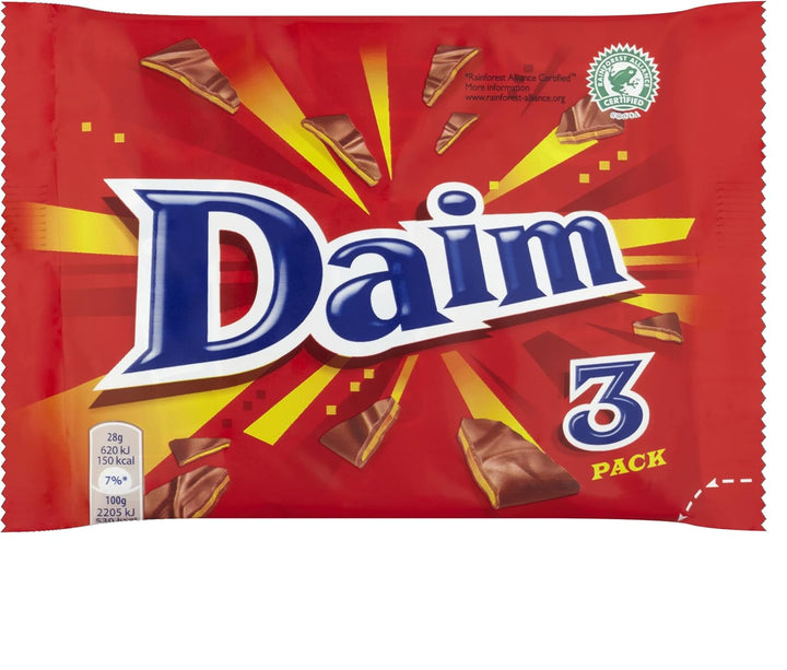 Daim - Milk Chocolate with Crunchy Almond Caramel Bars 84g (Pack of 24 Multipacks)