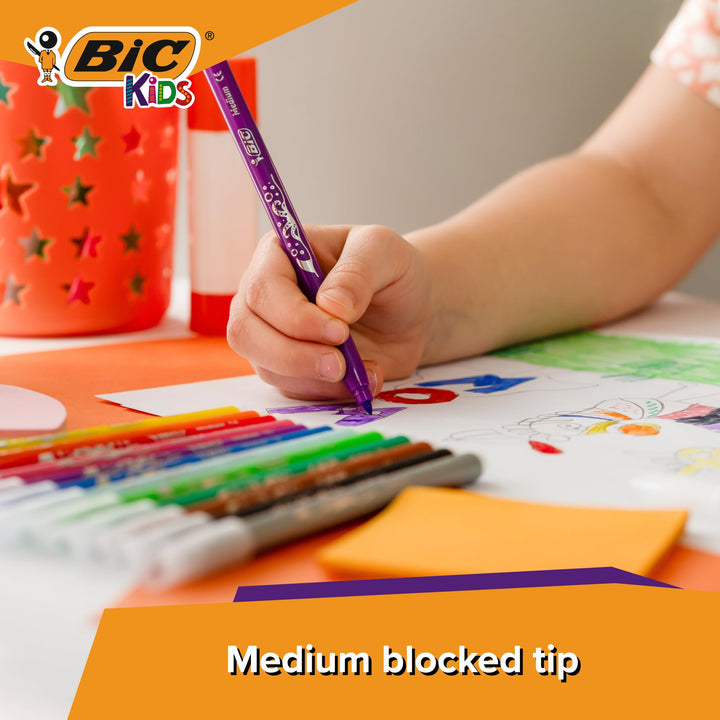 BIC Kids Kid Couleur Felt Tip Pens - Assorted Colors, 18-Pack Cardboard Wallet