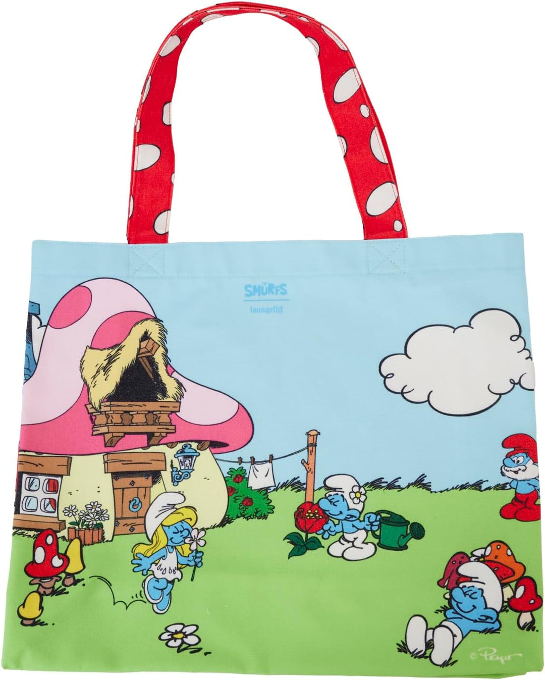 Loungefly Smurfs Village Life Cotton Canvas Tote Bag (SFTB0013)