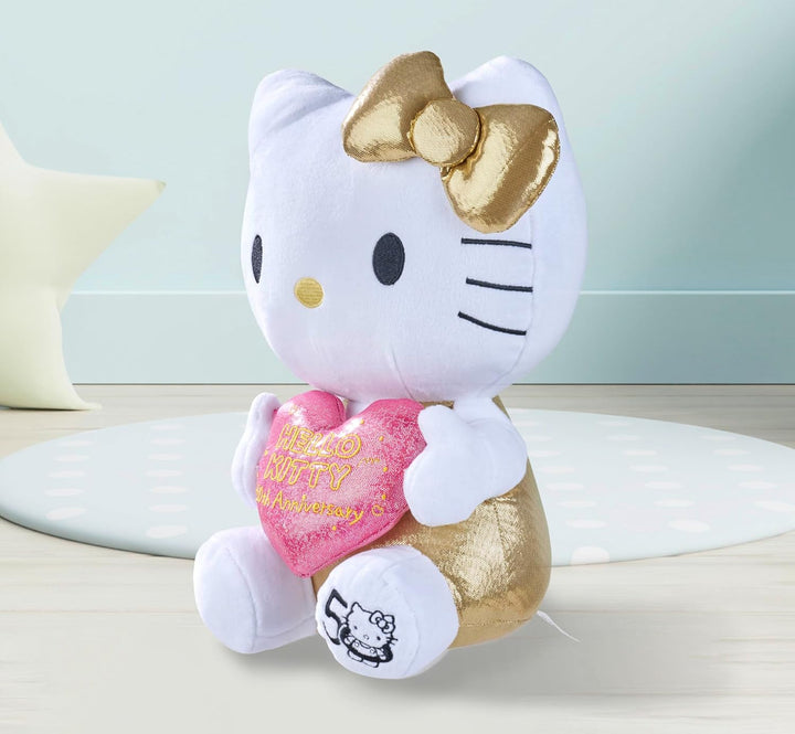 Hello Kitty 50th Anniversary Plush Figure - Golden Edition Collectible for Ages 3+