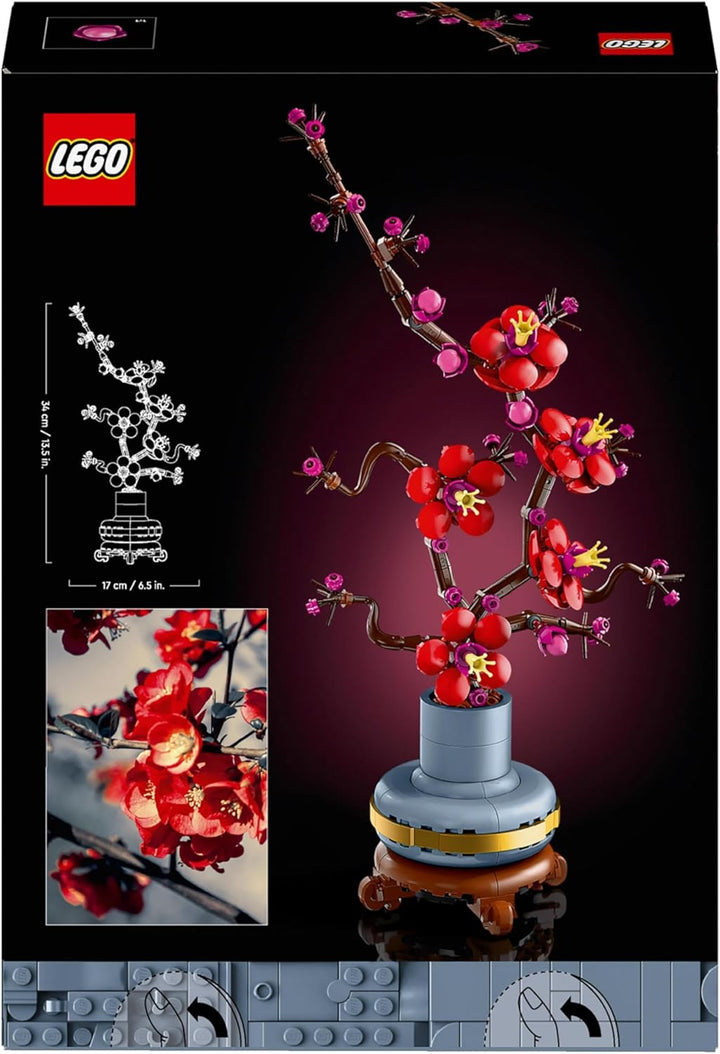 LEGO Icons Plum Blossom Flower Building Set - 327-Piece Adult Model Kit for Relaxing Build