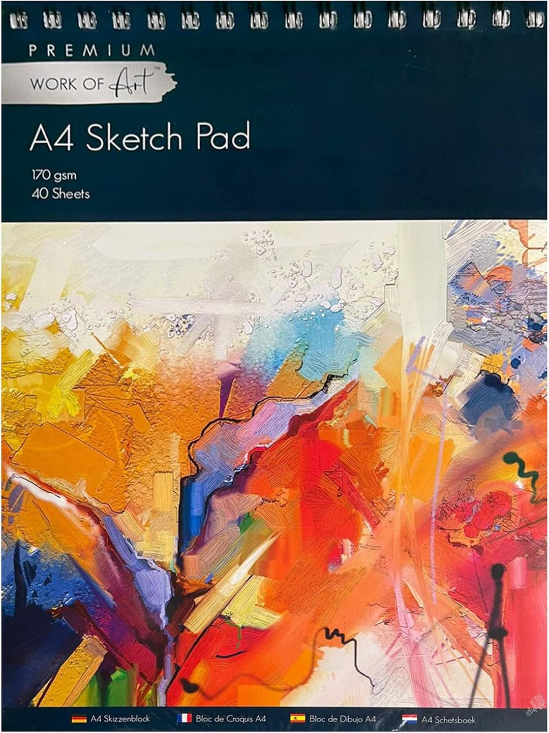 EasyNote A4 Artists Sketch Pad - 170gsm Cartridge Paper, 40 Sheets Spiral Bound