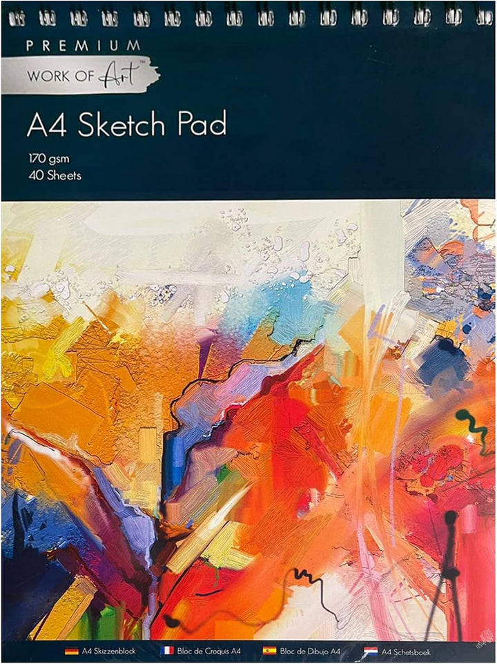 EasyNote A4 Artists Sketch Pad - 170gsm Cartridge Paper, 40 Sheets Spiral Bound
