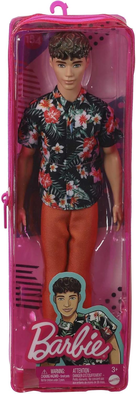 Barbie Fashionistas Ken Doll - Trendy Tropical Look with Reusable Vinyl Bag