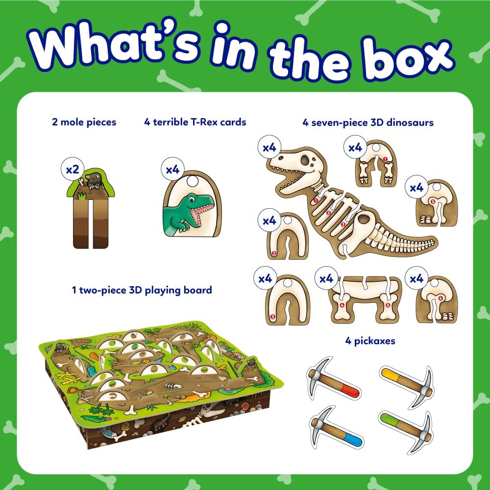 Orchard Toys Dinosaur Dig Game - 3D Memory Board Game for Kids