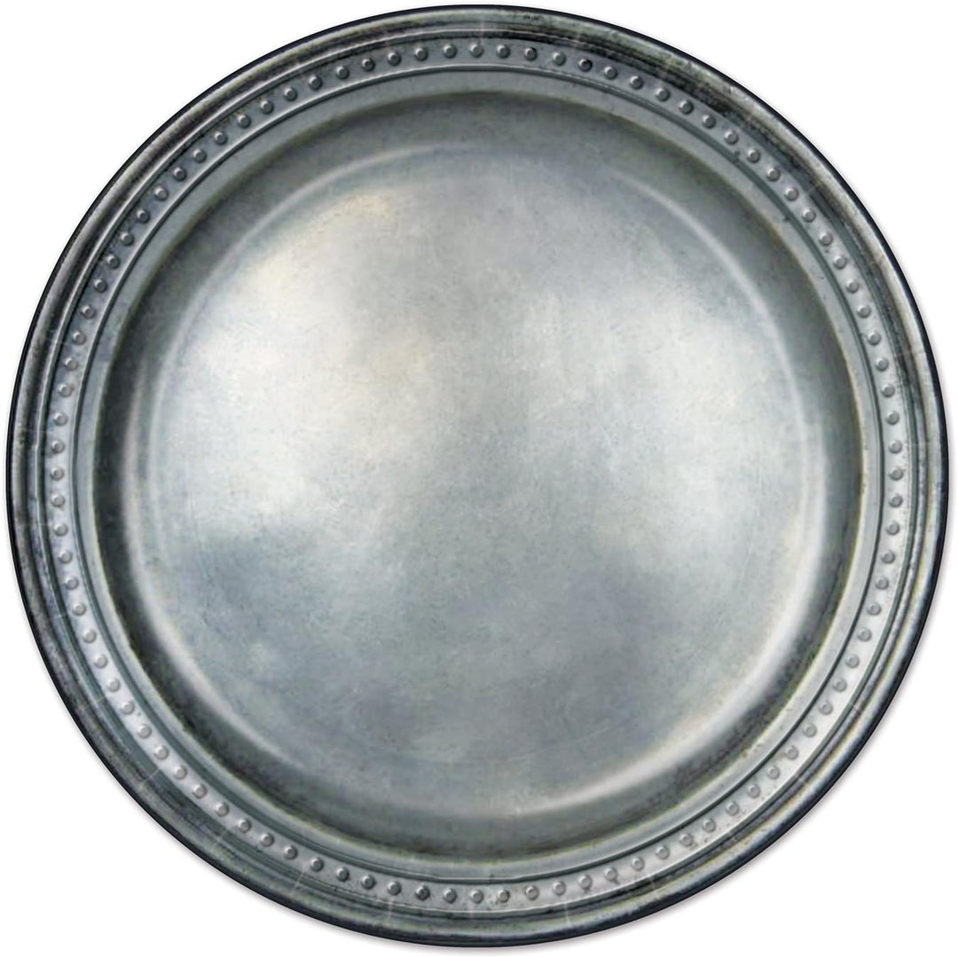 A Beistle Creation B58178 Medieval Party Paper Pewter Effect Plates (8 Pack, 9 Inch)