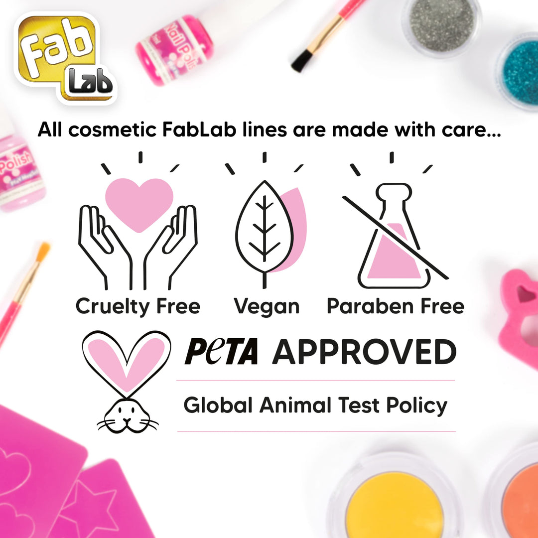 FabLab Glitter Tattoos Kit with Bioglitter, 28 Designs & 4 Sparkly Colors