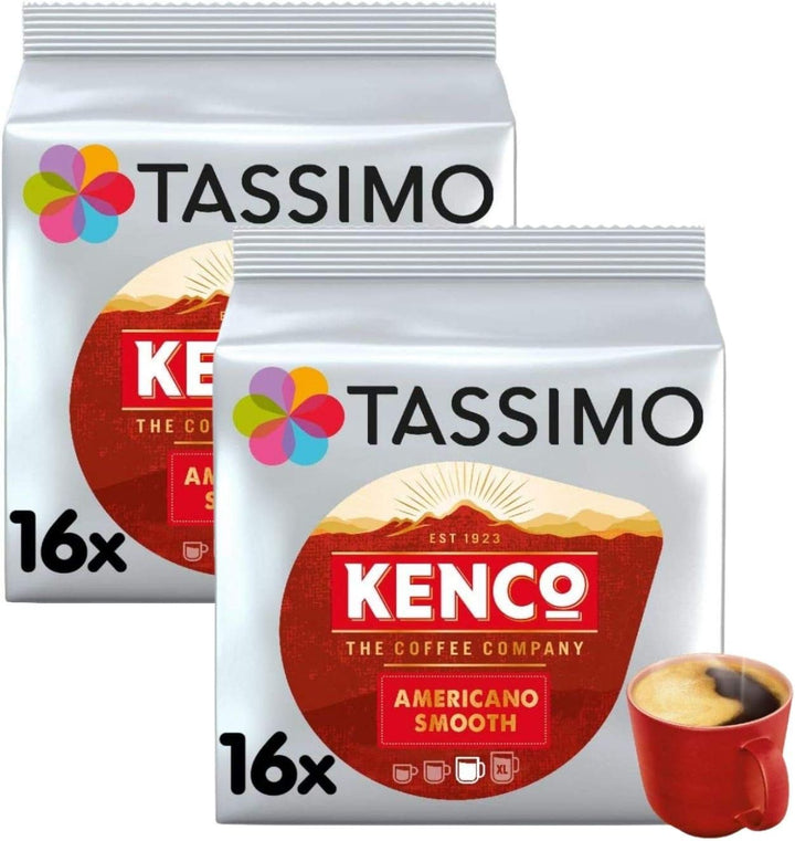 Tassimo Kenco Americano Smooth Coffee Pods (Pack of 2, 32 Coffee Capsules) - Rich & Smooth Coffee for Tassimo Machines