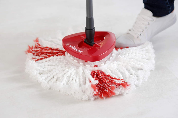 Vileda - EasyWring and Clean Turbo 2-in-1 Microfibre Mop Refill Head, White/Red | Mop Refill