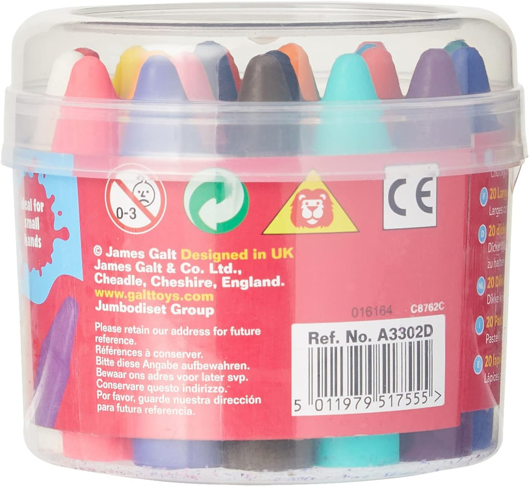 Galt Toys Chunky Crayons - 20 Piece Set, Easy to Hold Crayons for Kids Ages 3+