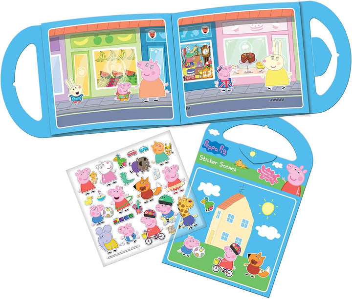 Peppa Pig Sticker Scene Activity Set - Reusable Foil Stickers with 6 Scenes