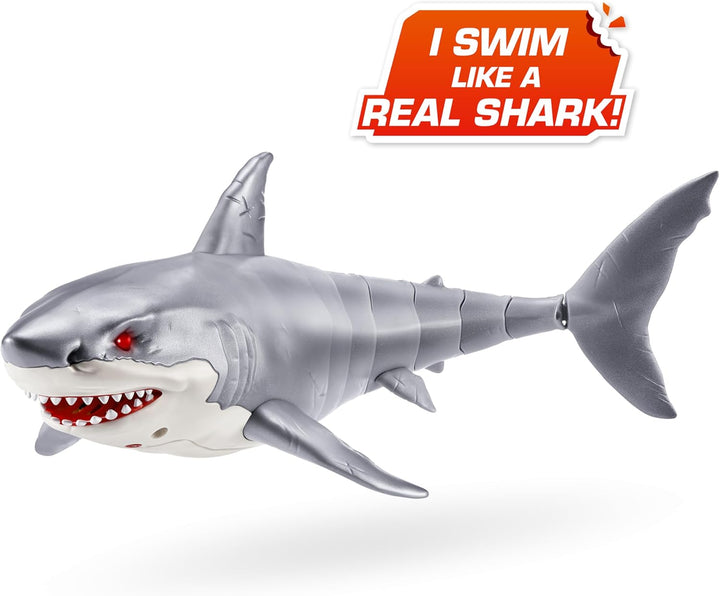 Robo Alive Great White Shark Series 1 by ZURU - Water-Activated Robotic Shark with Light-Up Eyes