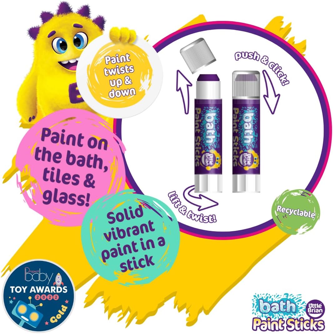 Little Brian - Bath Paint Sticks 6-Pack for Kids