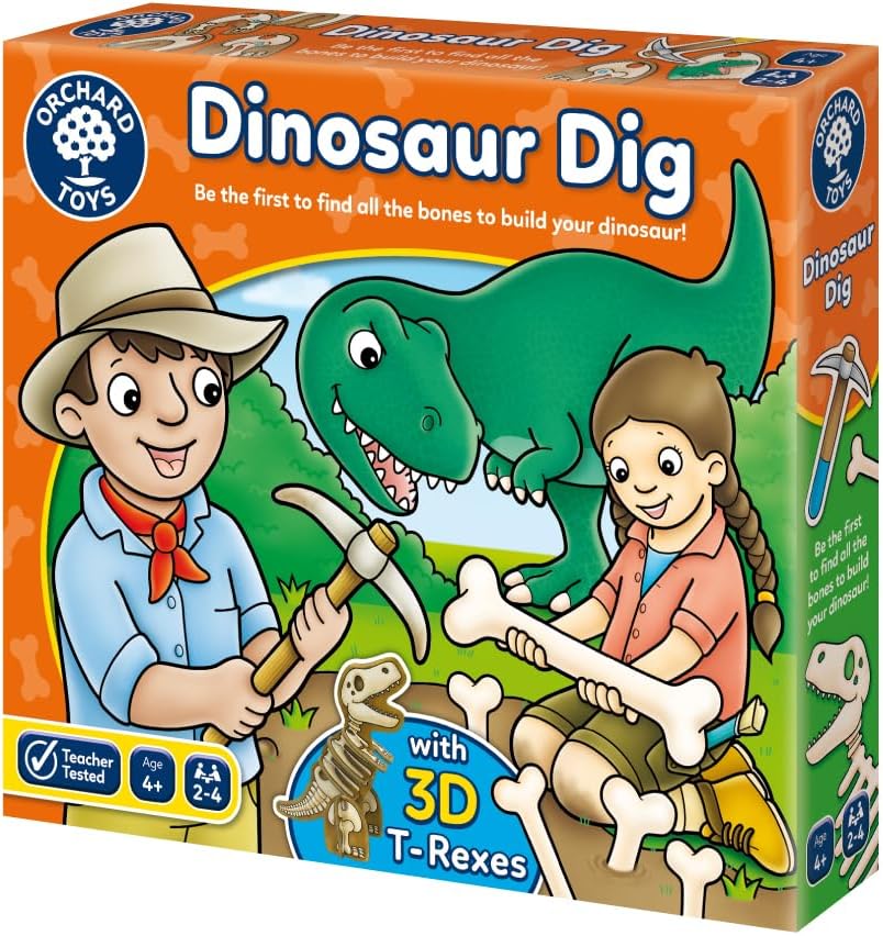 Orchard Toys Dinosaur Dig Game - 3D Memory Board Game for Kids