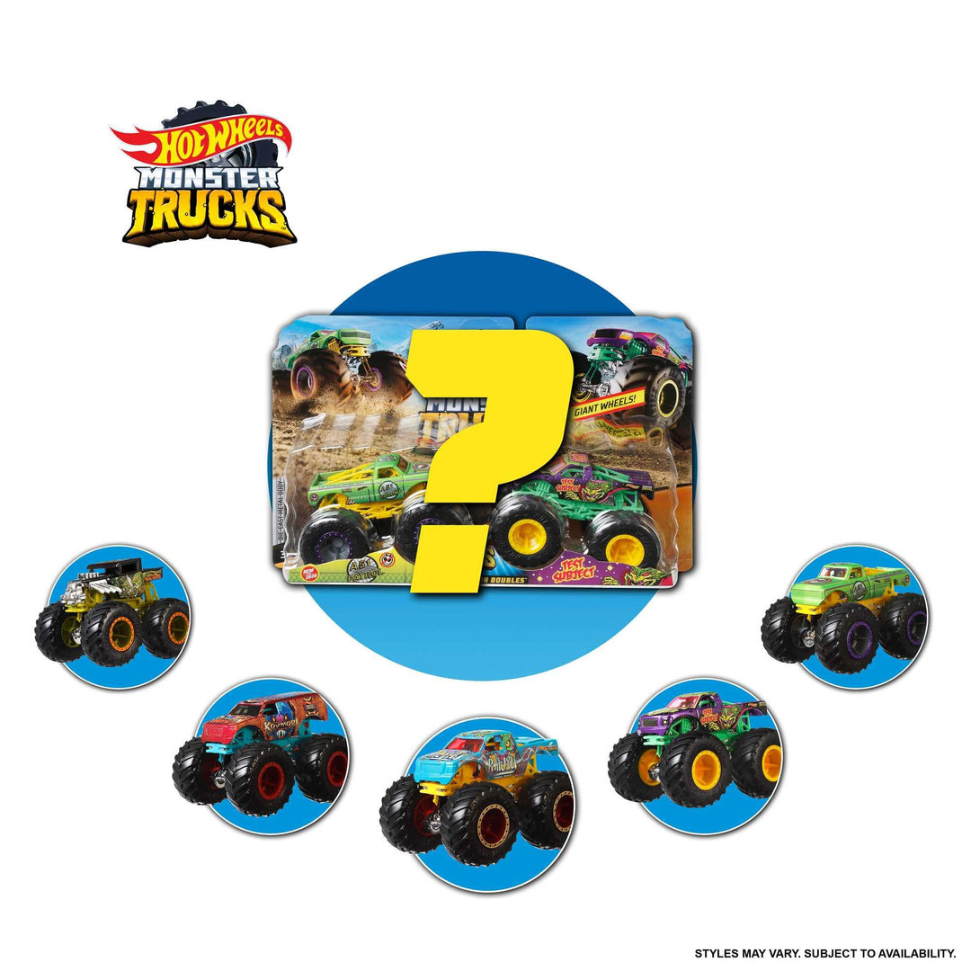 Hot Wheels Monster Trucks 1:64 Demo Doubles 2-Pack - Head-to-Head Battle Vehicles for Kids