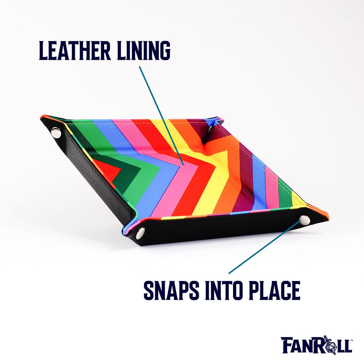 Metallic Dice Games Fold Up Dice Tray (Leather Rainbow PU Backing)