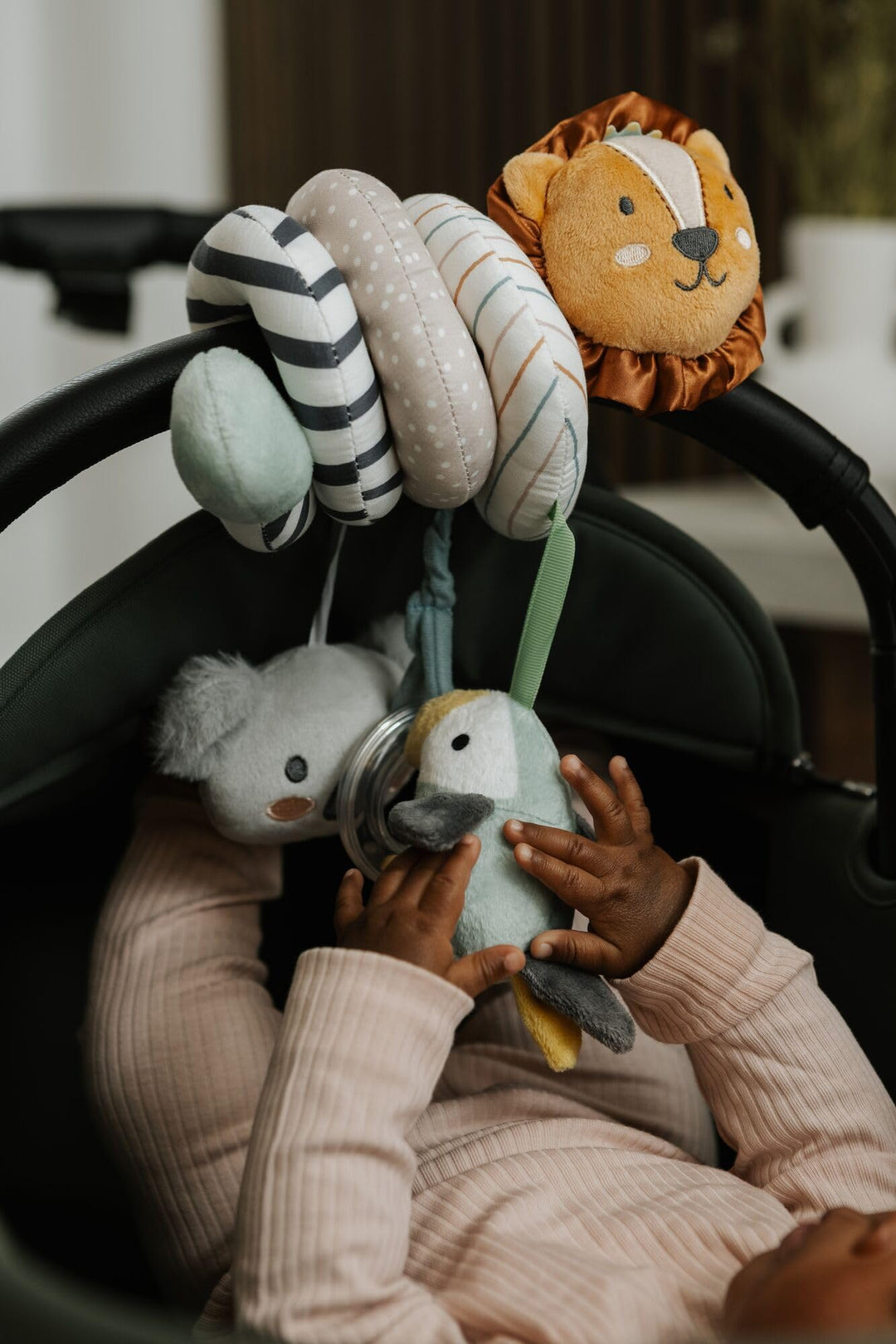 Nuby Animal Adventures Activity Spiral - Interactive Sensory Pram Toy for Babies