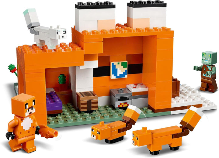 LEGO 21178 Minecraft The Fox Lodge Building Set - Fox-Shaped House with Drowned Zombie & Fox Figures for Kids 8+