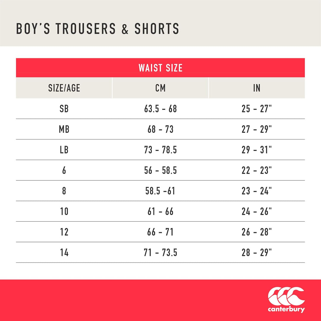Canterbury Professional Rugby Shorts - Black (Boy's Size Range)