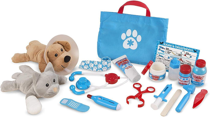 Melissa & Doug Examine & Treat Pet Vet Play Set - Complete Vet Set with Plush Pets for Ages 3+ (18520)