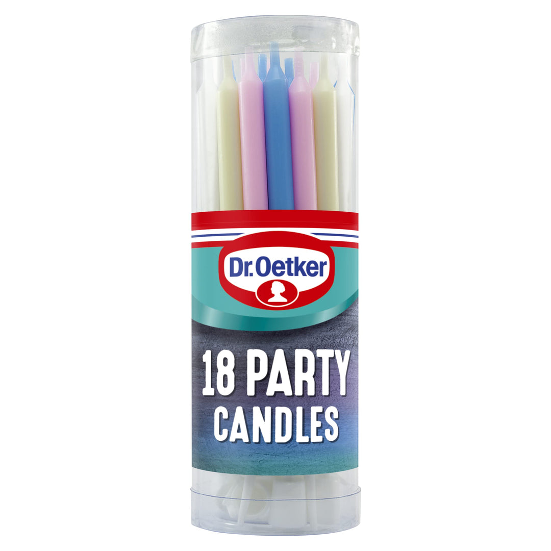 Dr. Oetker Party Candles - Assorted Pastel Colored Candles with Holders