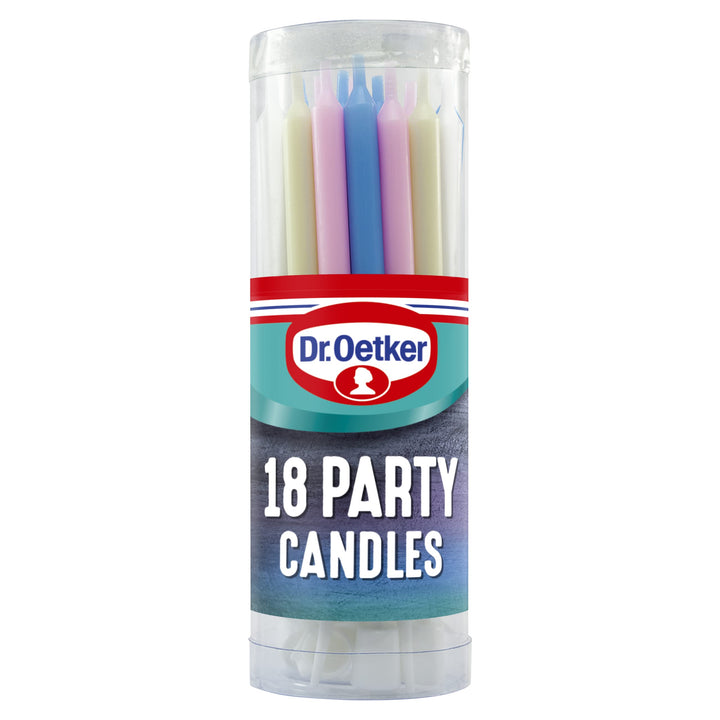 Dr. Oetker Party Candles - Assorted Pastel Colored Candles with Holders