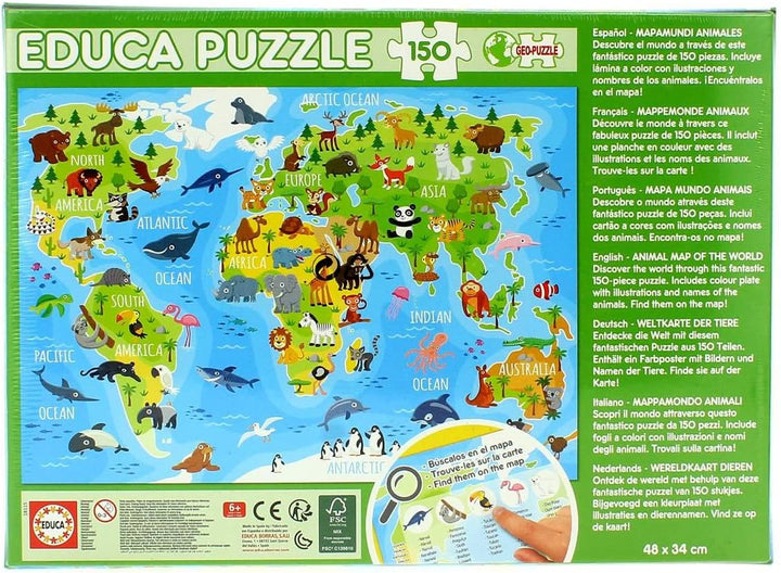 Educa World Map Animals Puzzle (18115)