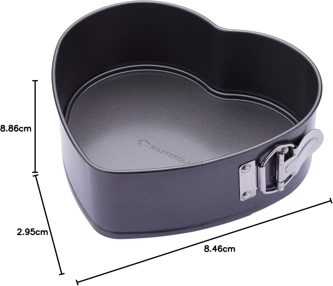 MasterClass 22.5 cm Heart Shaped Cake Tin with Loose Base, Springform Clasp & Quantum II Non-Stick Coating