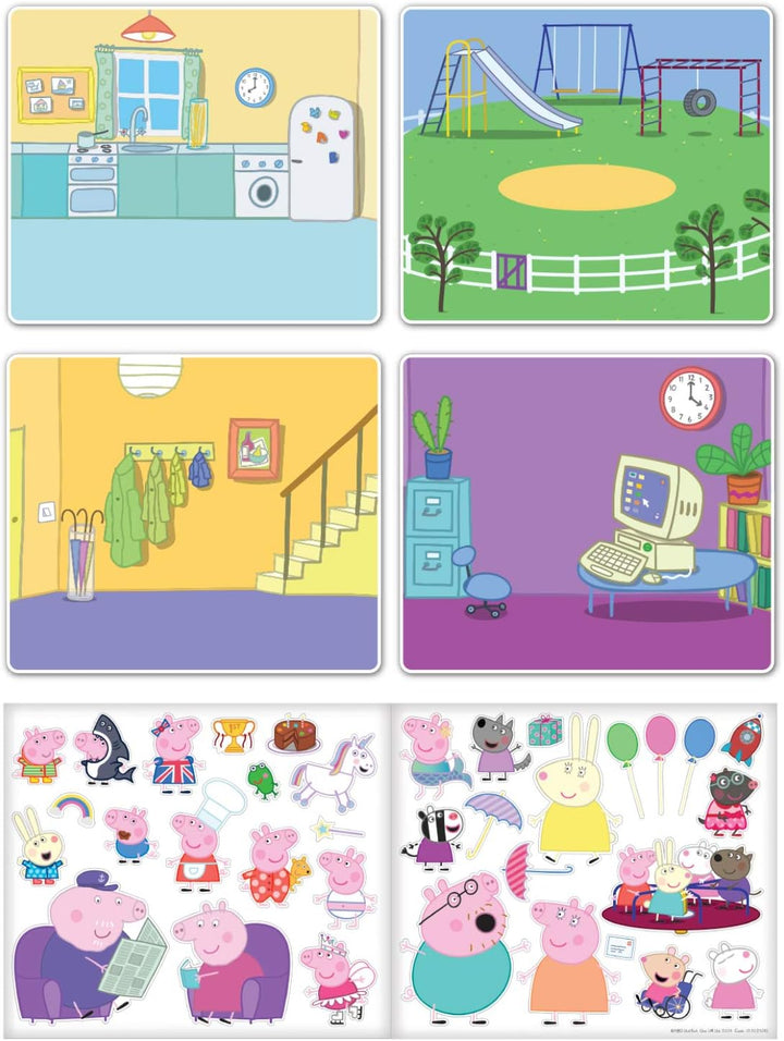 Peppa Pig Sticker Scene Activity Set - Reusable Foil Stickers with 6 Scenes