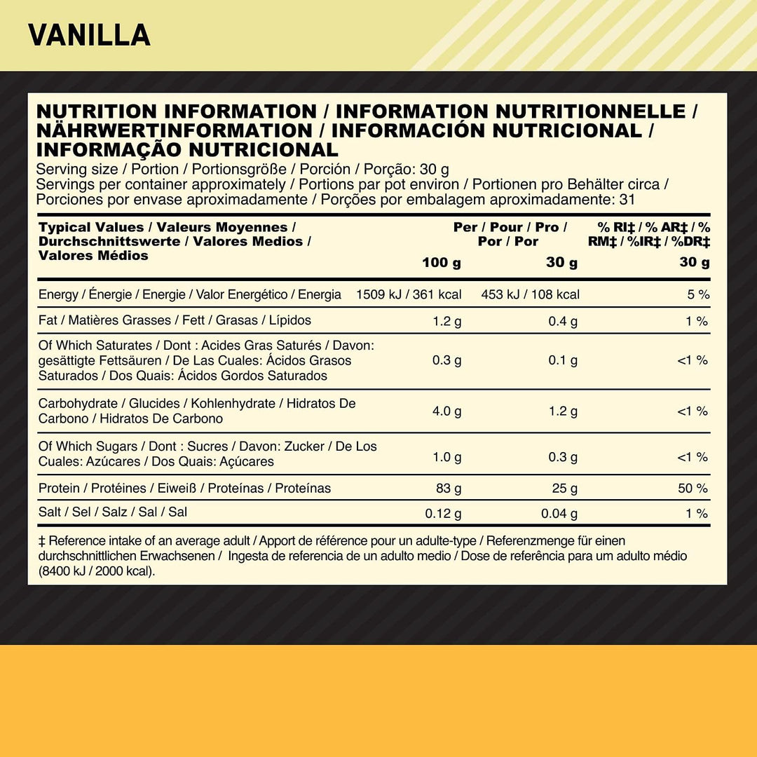 Optimum Nutrition ON Gold Standard 100% Isolate Pure Whey Protein Powder - 25g Protein per Serving, Low Carb, Low Fat, Chocolate, Vanilla, Strawberry Flavors