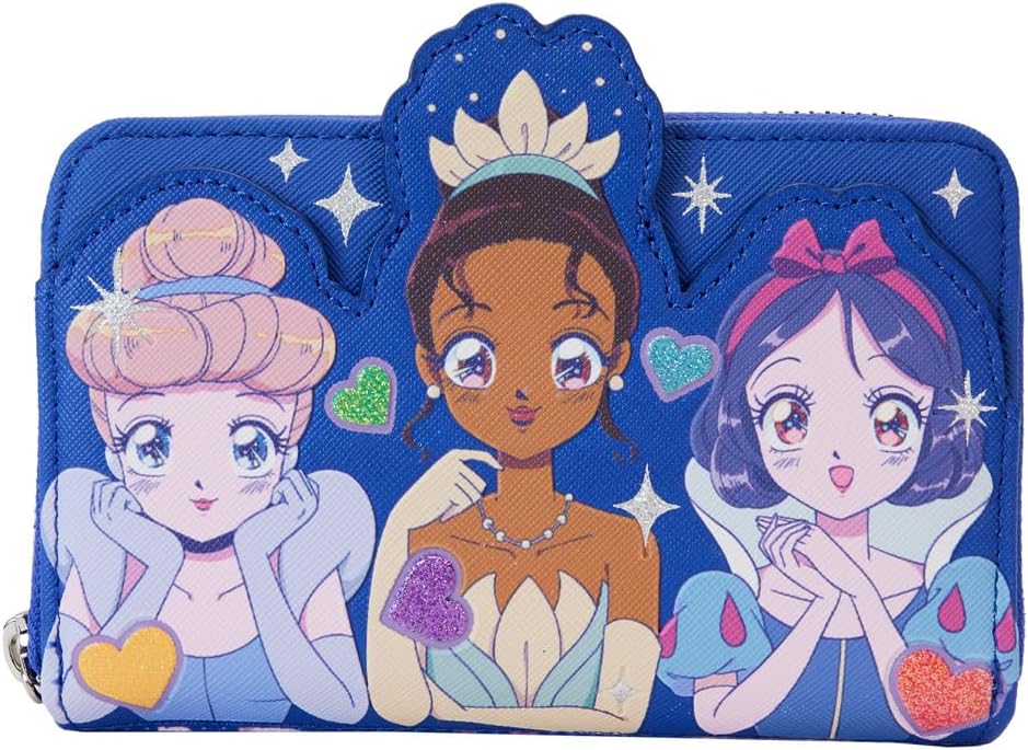 Loungefly Disney Princess Manga Style Zip Around Wallet Blue (WDWA3033)